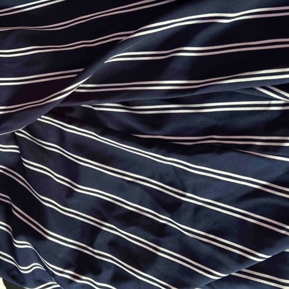 Navy Blue White Striped Shirt Button Up / Down Long Sleeve, Collar - Picture 12 of 12